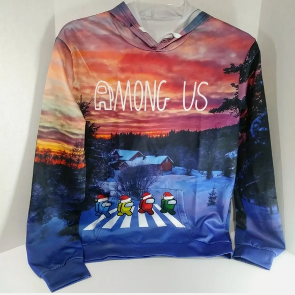 Cosplay Boy's Sz L Hoodie Sweatshirt Blue With Multicolored 3D Graphic Design - Picture 3 of 6